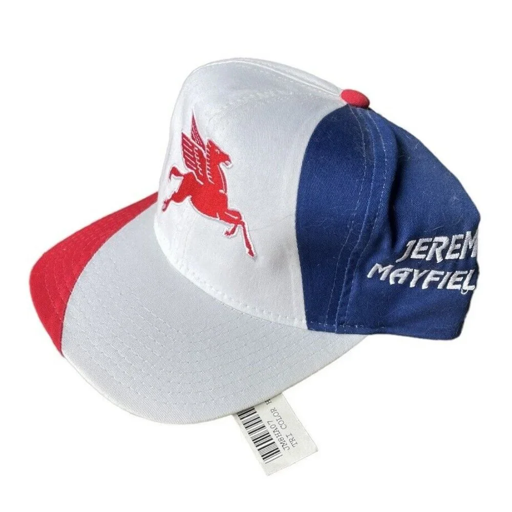 NWT Mobil Racing Jeremy Mayfield #12 Colorblock Snapback Hat Cap Vintage 90s